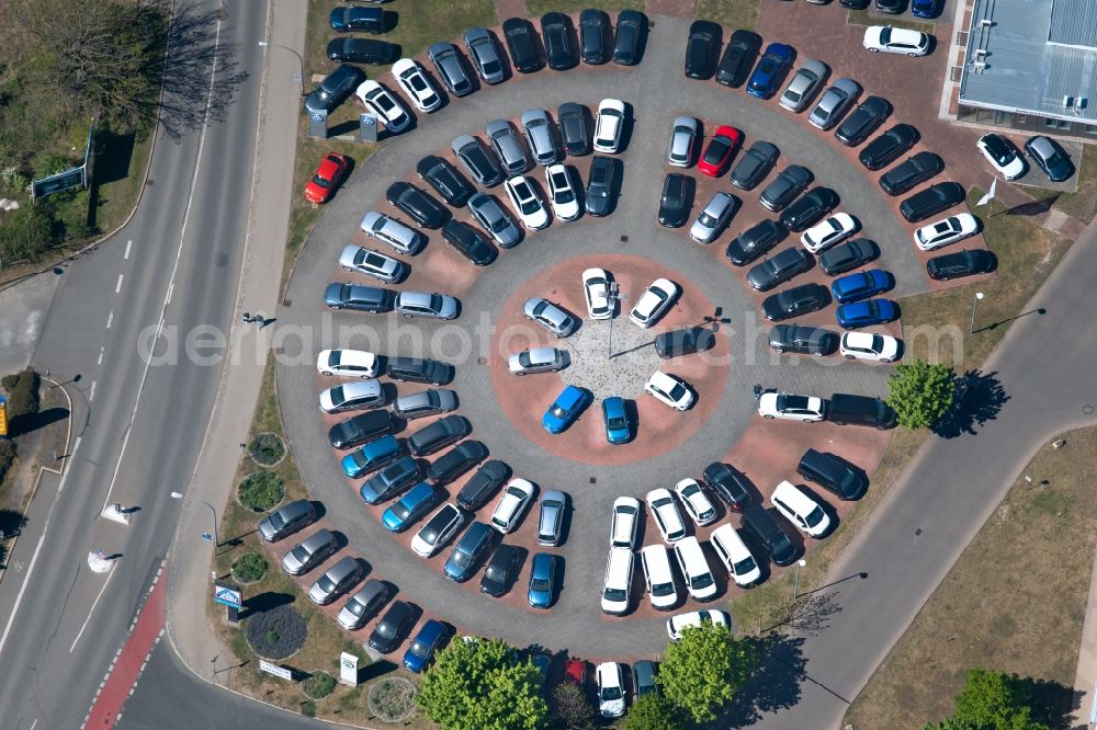 Weimar from above - Parking and storage space for automobiles of Autohandels of Glinicke Dienstleistungs GmbH in Weimar in the state Thuringia, Germany