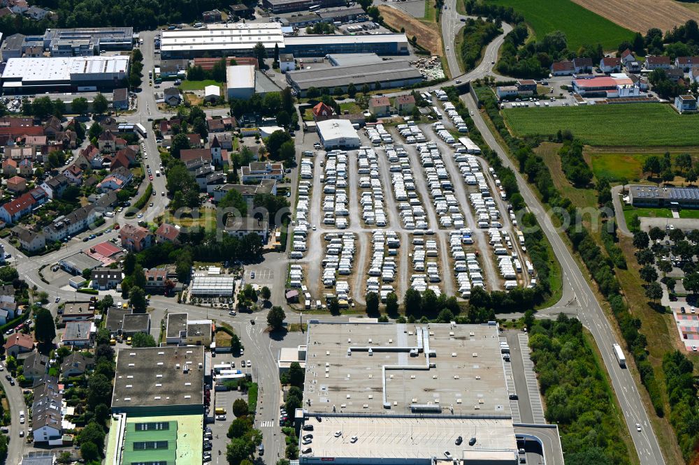 Aerial image Steinheim an der Murr - Parking and storage space for caravans in Steinheim an der Murr in the state Baden-Wurttemberg, Germany