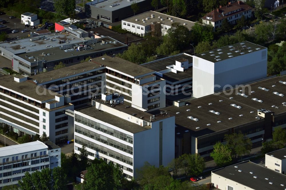 Berlin from the bird's eye view: The premises of ADC Krone GmbH is located at Beeskowdamm in the district of Zehlendorf. The traditional telecommunications equipment supplier in the summer of 2014 shifted its production abroad. Here high-quality components for the telecommunications were made over several decades