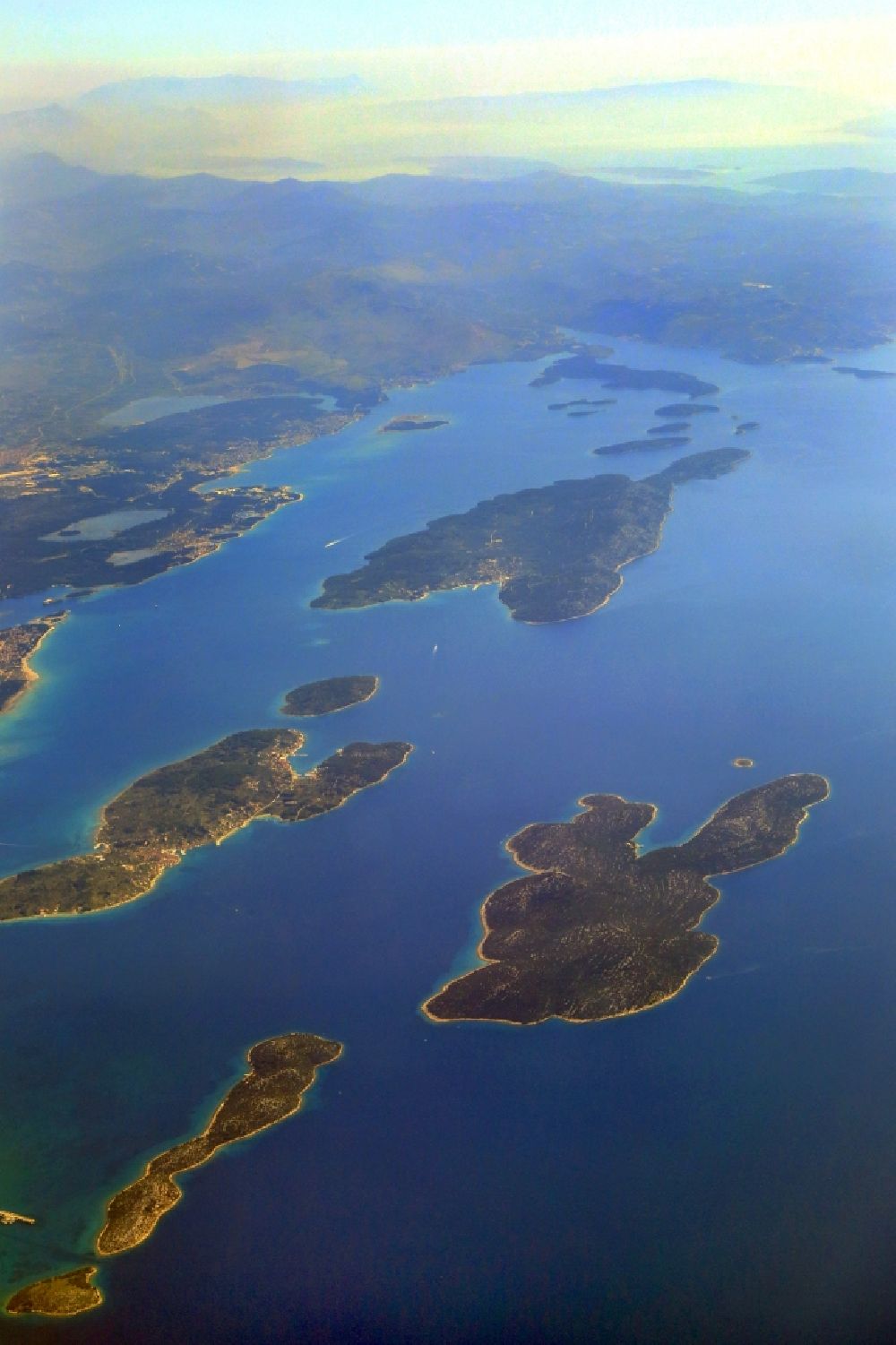 Prvic Sepurine from above - Archipelago in the Adriatic Sea with the islands Otok Tijat and Prvic in Prvic Sepurine in Sibensko-kninska zupanija, Croatia