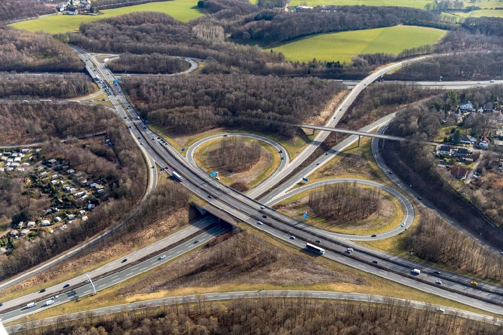 Sprockhövel from above - AK Wuppertal-Nord in Sprockhoevel in Ennepe-Ruhr-Kreis in North Rhine-Westfalen.Es joins the Federal Highway 1, with the Federal Highway 43 and the Federal Highway 46 and the road 326