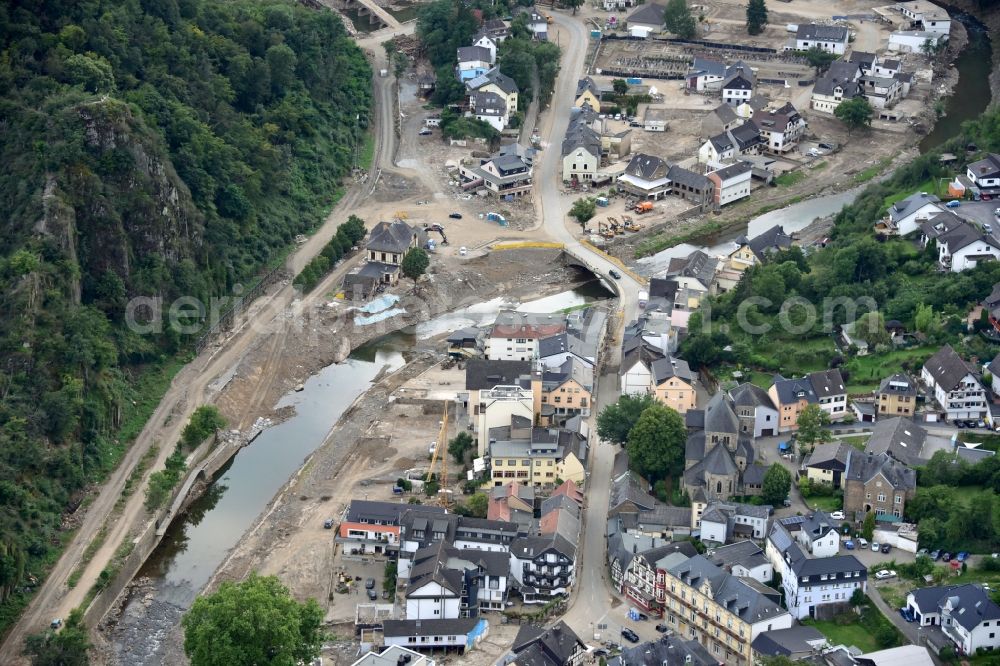 Altenahr from above - After the flood disaster in the Ahr valley this year Altenahr in the state Rhineland-Palatinate, Germany
