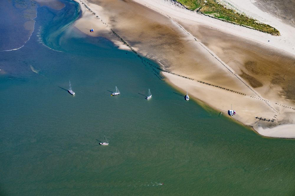 Aerial photograph Wangerooge - Old sailing harbor in the Wadden Sea in Wangerooge in the state Lower Saxony, Germany