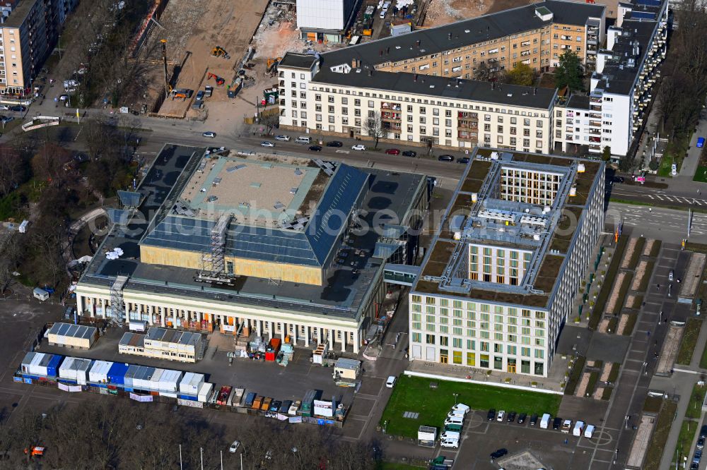 Karlsruhe from the bird's eye view: Old Exhibition grounds and exhibition halls of the Karlsruher Messe- and Kongress GmbH in Karlsruhe in the state Baden-Wuerttemberg, Germany