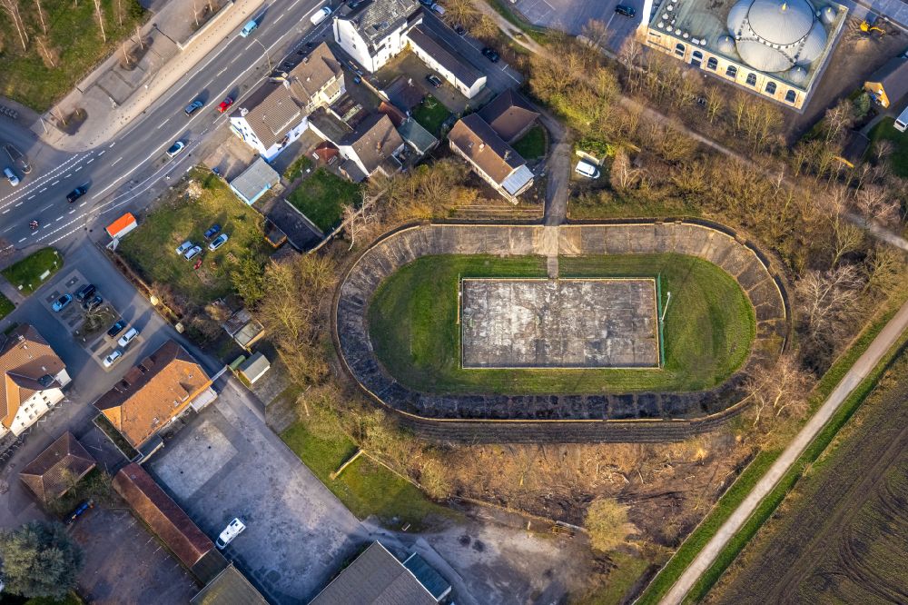 Aerial image Herringen - Old football stadium Barbara-Stadion in Herringen at Ruhrgebiet in the state North Rhine-Westphalia, Germany