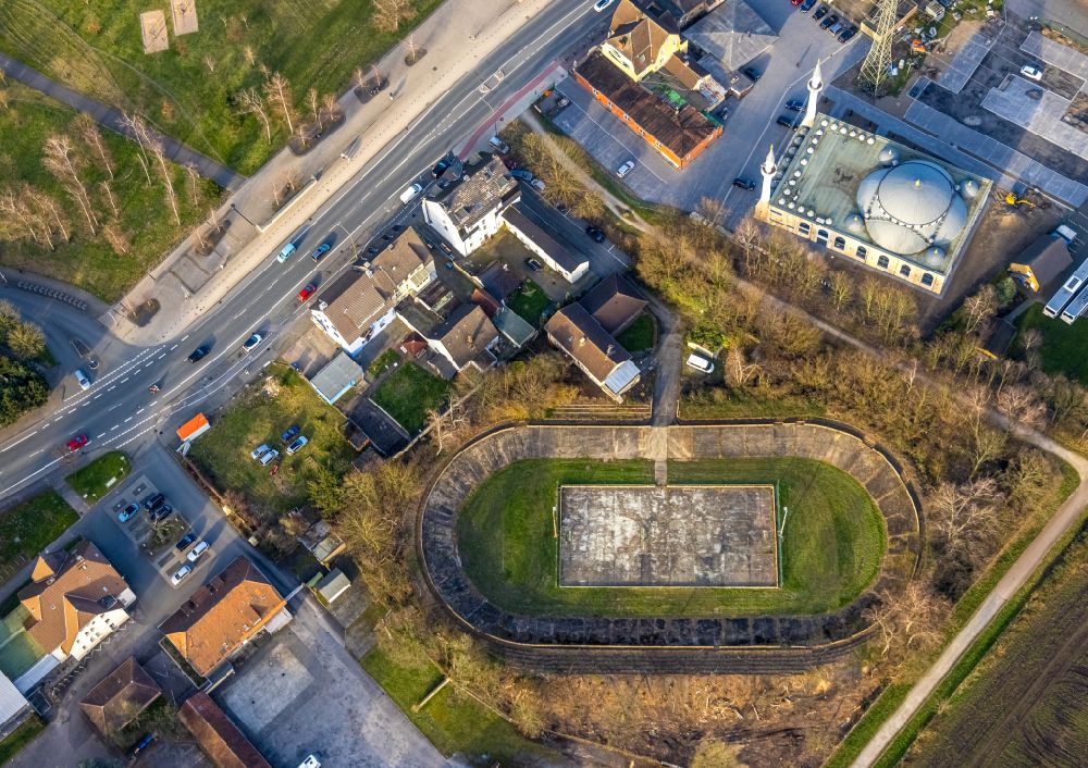 Aerial photograph Herringen - Old football stadium Barbara-Stadion in Herringen at Ruhrgebiet in the state North Rhine-Westphalia, Germany