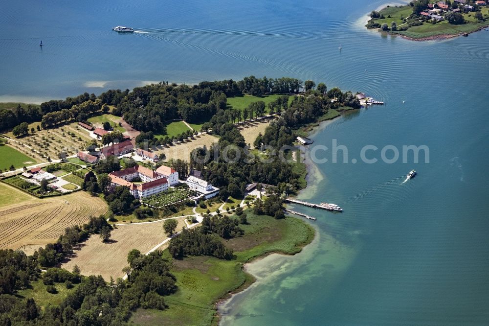 Aerial photograph Chiemsee - Lake Island on the Chiemsee (Fraueninsel, Herreninsel and Krautinsel) in Chiemsee in the state Bavaria, Germany
