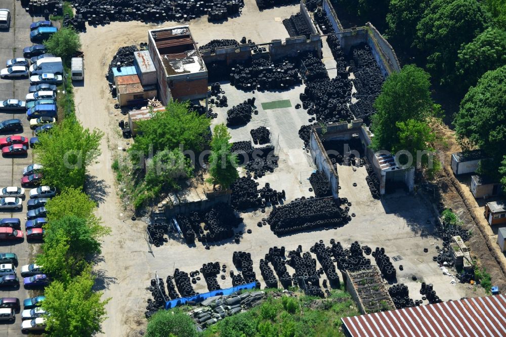 Aerial photograph Mühlenbeck - View of Used tire trade and landfill in Muehlenbeck in Brandenburg