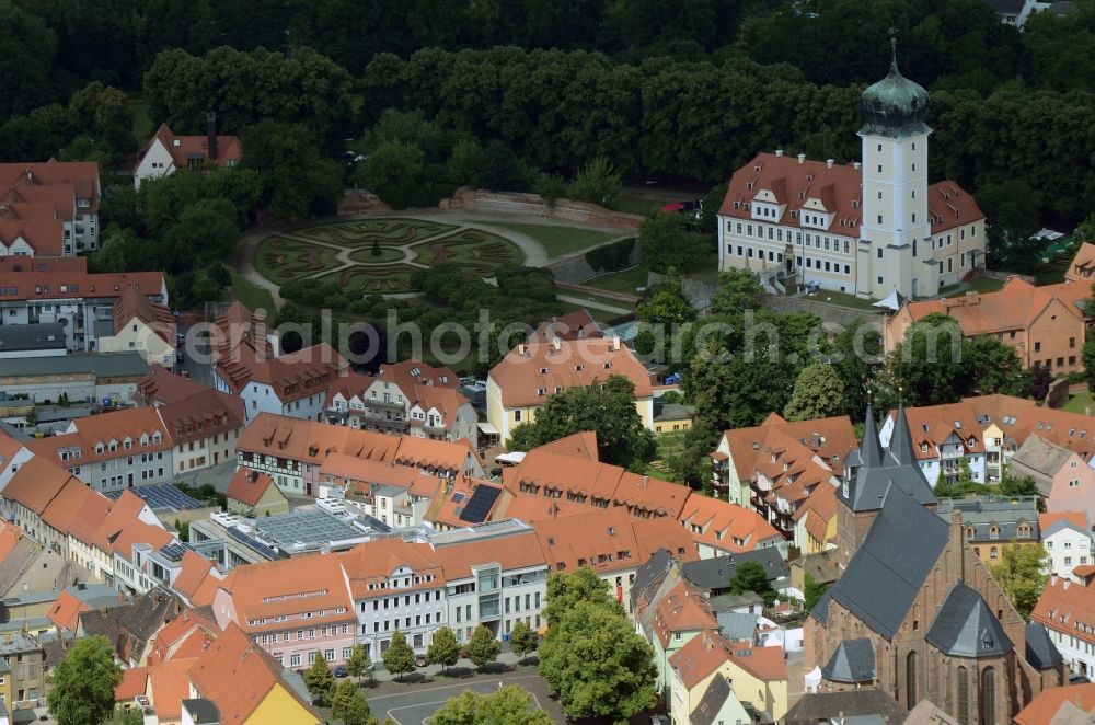 Aerial image Delitzsch - View at Old Town with the Church of St. Peter and Paul and castle with garden in Delitzsch in Saxony