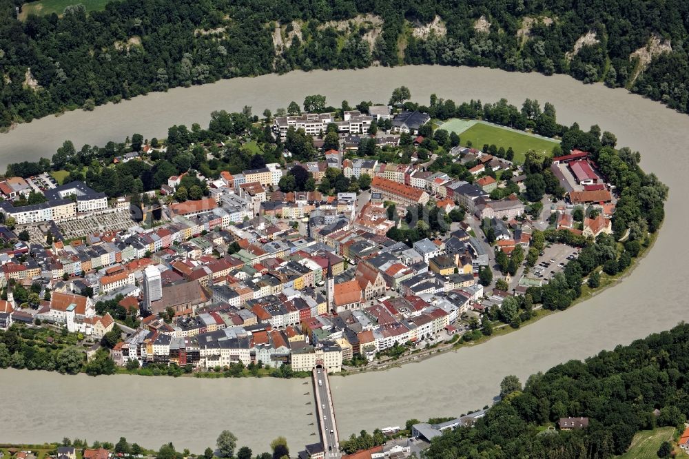 Aerial image Wasserburg am Inn - Wasserburg am Inn Old Town- center of downtown in Wasserburg am Inn in the state Bavaria