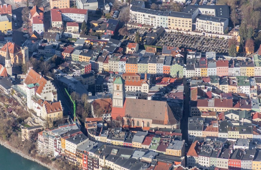 Aerial photograph Wasserburg am Inn - Wasserburg am Inn Old Town- center of downtown in Wasserburg am Inn in the state Bavaria