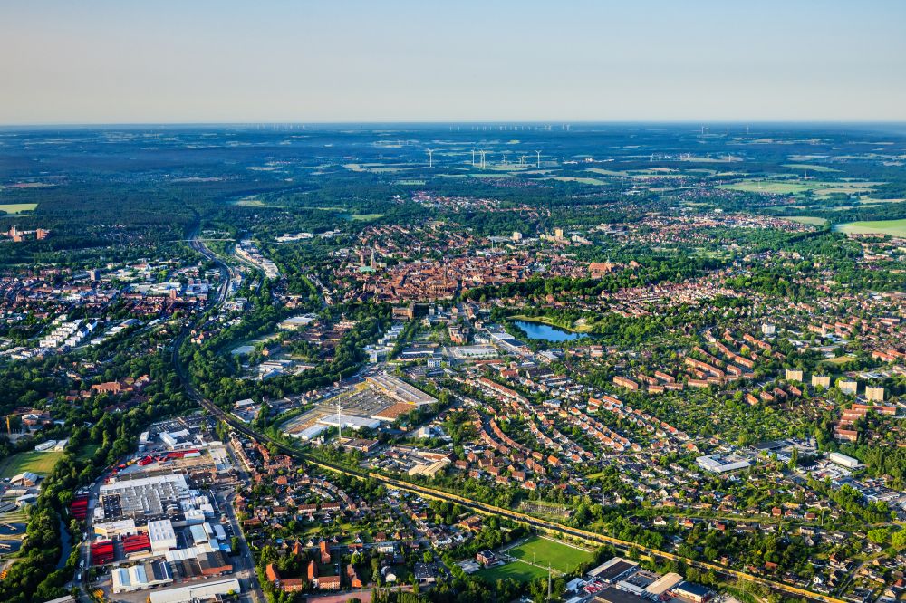 Aerial image Lüneburg - Old Town area and city center in Lueneburg in the state Lower Saxony, Germany
