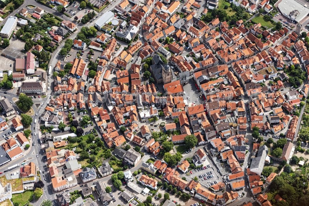 Aerial image Alsfeld - Old Town area and city center in Alsfeld in the state Hesse, Germany
