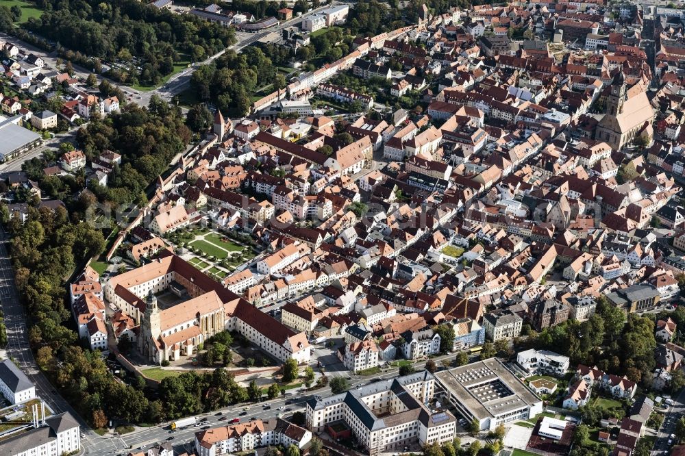 Amberg from above - Old Town area and city center in Amberg in the state Bavaria, Germany