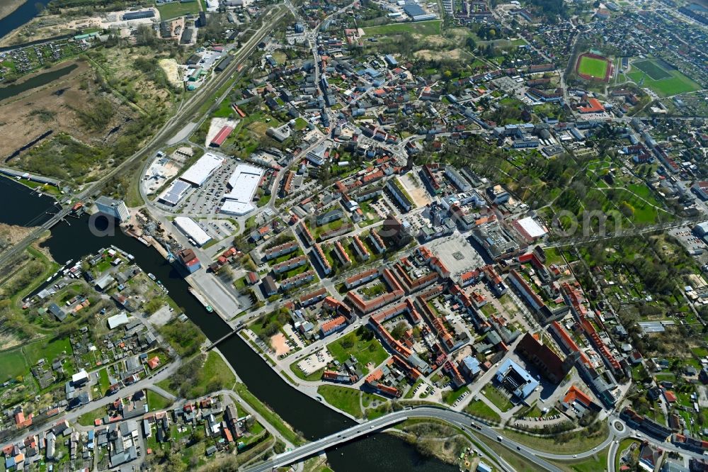 Aerial photograph Anklam - Old Town area and city center in Anklam in the state Mecklenburg - Western Pomerania, Germany