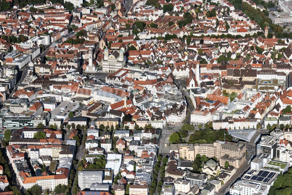 Aerial image Augsburg - Old Town area and city center in Augsburg in the state Bavaria, Germany