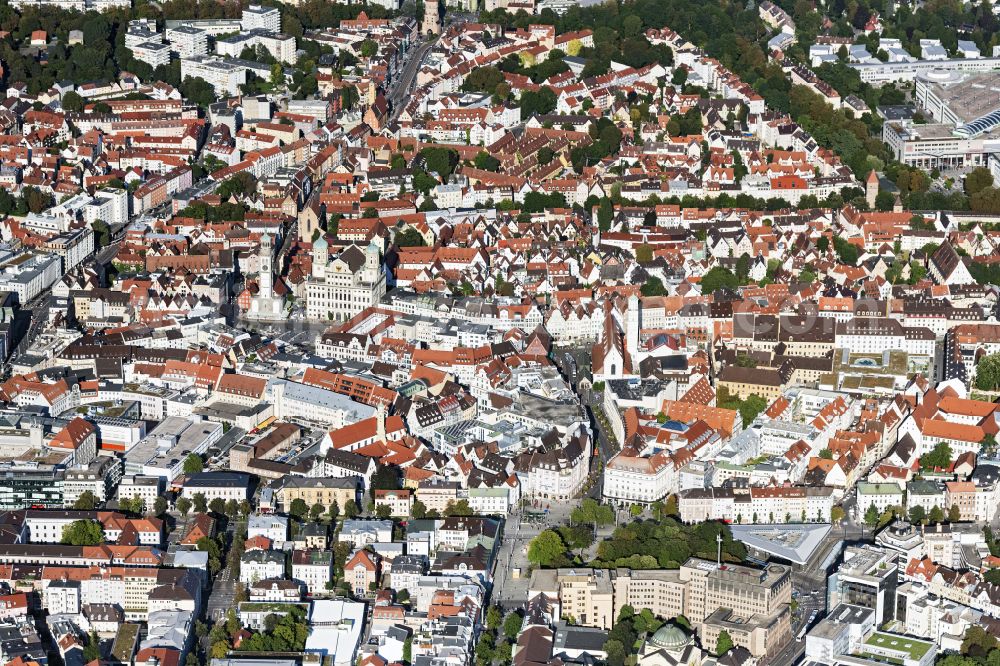 Aerial photograph Augsburg - Old Town area and city center in Augsburg in the state Bavaria, Germany
