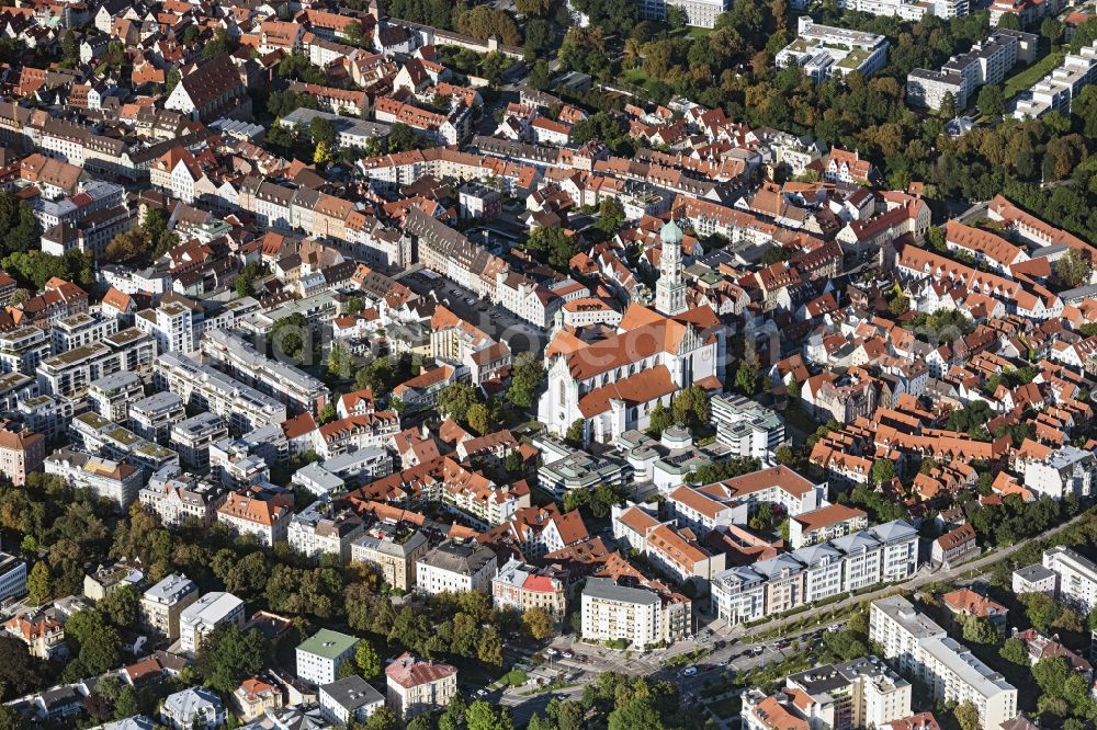 Aerial photograph Augsburg - Old Town area and city center in Augsburg in the state Bavaria, Germany