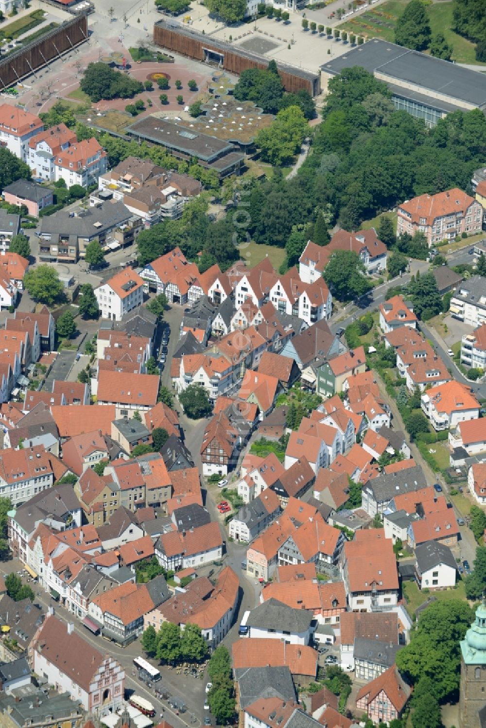 Bad Salzuflen from above - Old Town area and city center in Bad Salzuflen in the state North Rhine-Westphalia