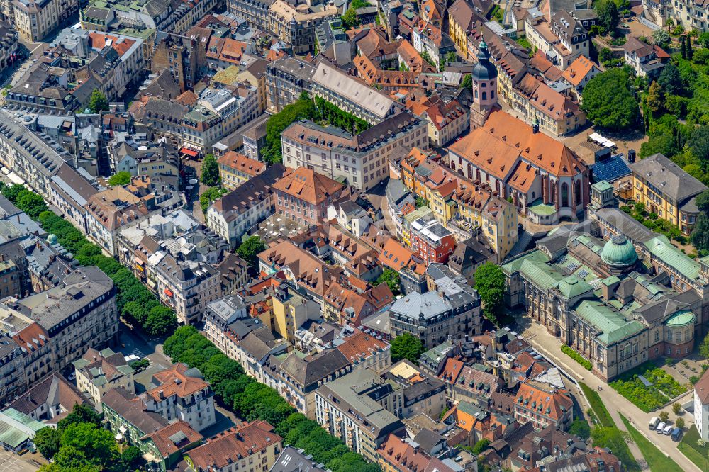 Baden-Baden from above - Old Town area and city center in Baden-Baden in the state Baden-Wurttemberg, Germany
