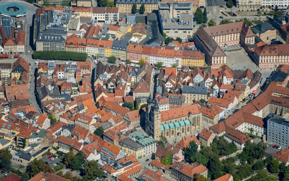 Aerial image Bayreuth - Old Town area and city center on street Maximilianstrasse in Bayreuth in the state Bavaria, Germany