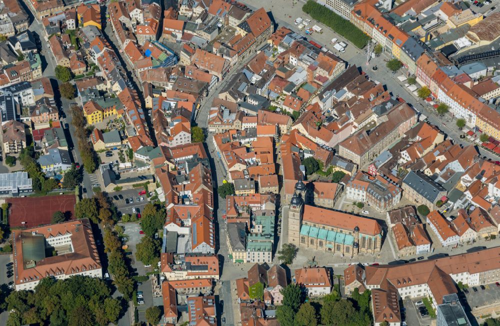 Aerial photograph Bayreuth - Old Town area and city center on street Maximilianstrasse in Bayreuth in the state Bavaria, Germany