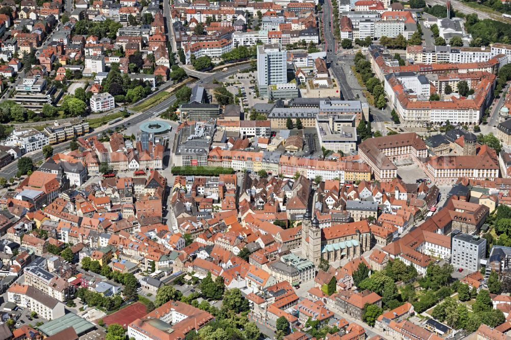 Aerial image Bayreuth - Old Town area and city center on street Maximilianstrasse in Bayreuth in the state Bavaria, Germany