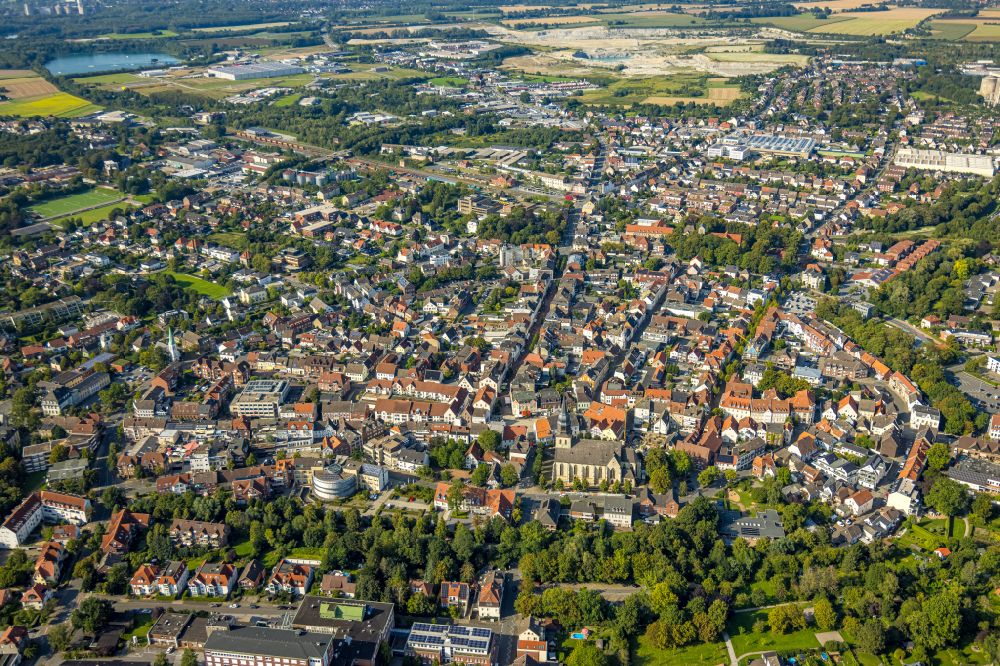 Beckum from the bird's eye view: Old Town area and city center in Beckum at Ruhrgebiet in the state North Rhine-Westphalia, Germany