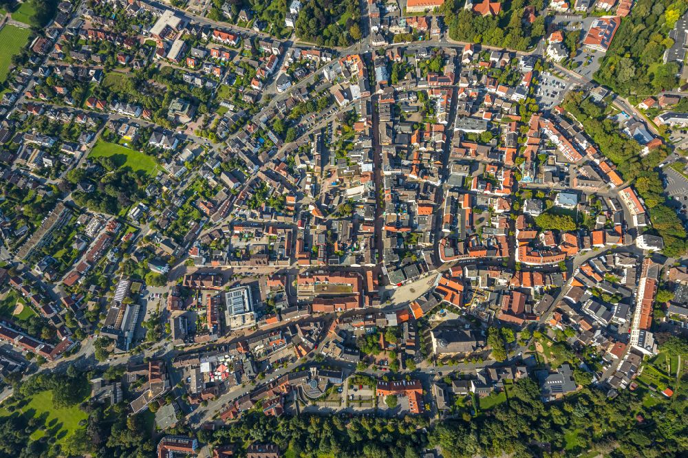 Aerial photograph Beckum - Old Town area and city center in Beckum Muensterland in the state North Rhine-Westphalia, Germany