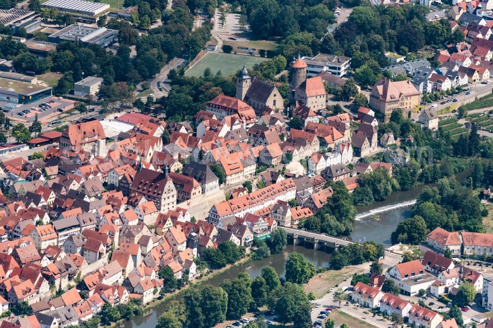 Besigheim from above - Old Town area and city center in Besigheim in the state Baden-Wurttemberg, Germany