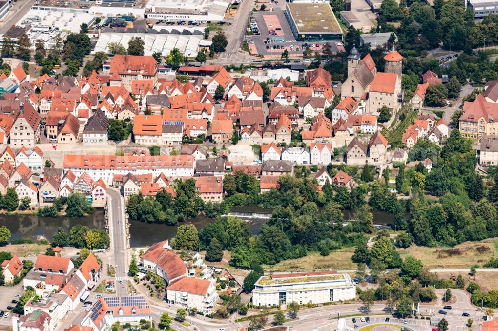 Aerial image Besigheim - Old Town area and city center in Besigheim in the state Baden-Wurttemberg, Germany