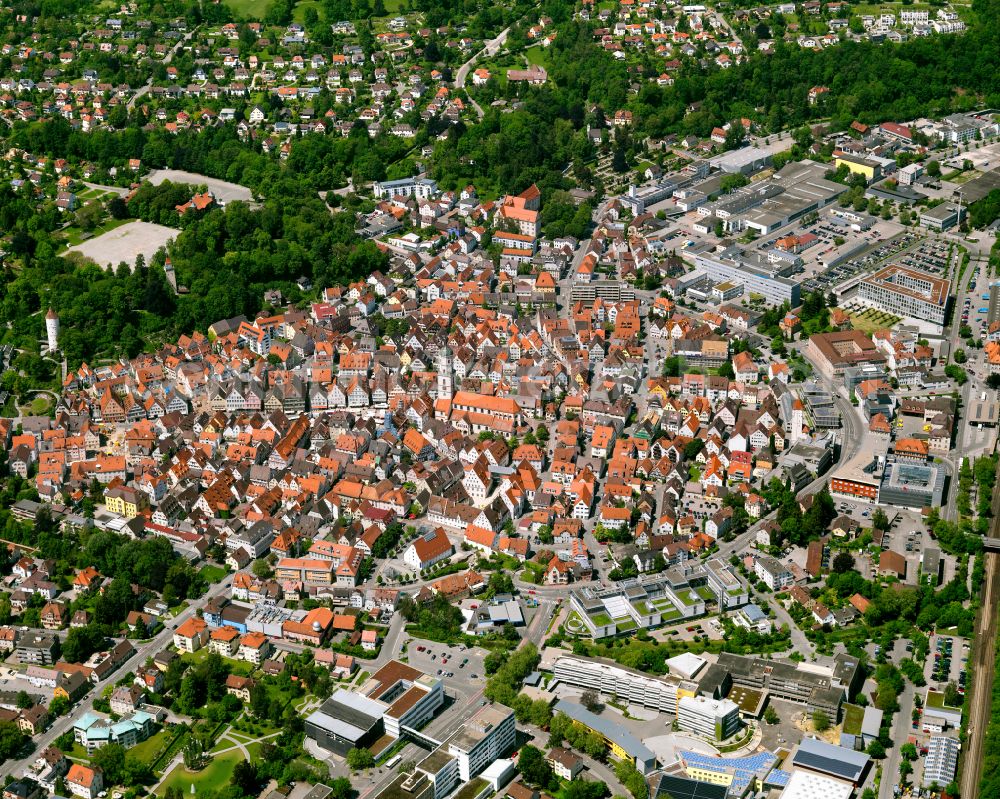 Biberach an der Riß from the bird's eye view: Old Town area and city center in Biberach an der Riß in the state Baden-Wuerttemberg, Germany