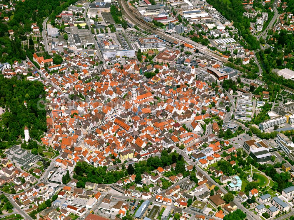 Aerial image Biberach an der Riß - Old Town area and city center in Biberach an der Riß in the state Baden-Wuerttemberg, Germany