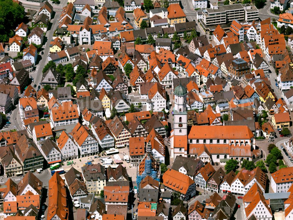 Biberach an der Riß from above - Old Town area and city center in Biberach an der Riß in the state Baden-Wuerttemberg, Germany
