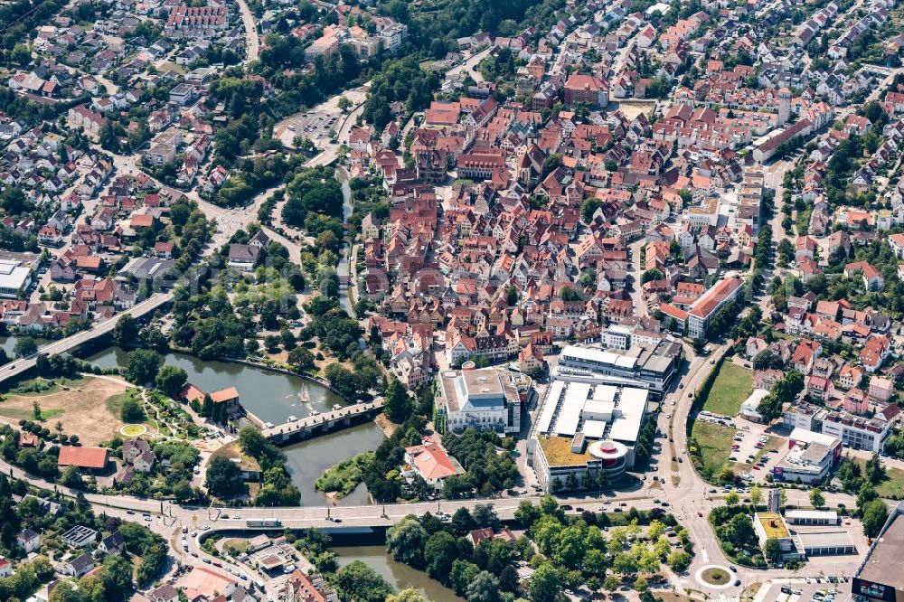 Aerial photograph Bietigheim-Bissingen - Old Town area and city center in Bietigheim-Bissingen in the state Baden-Wurttemberg, Germany