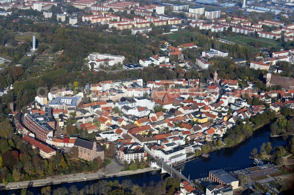 Aerial image Brandenburg an der Havel - Old Town area and city center in Brandenburg an der Havel in the state Brandenburg, Germany