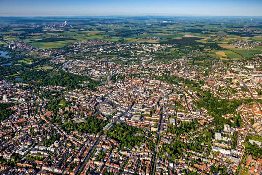 Aerial image Braunschweig - Old Town area and city center in Brunswick in the state Lower Saxony, Germany