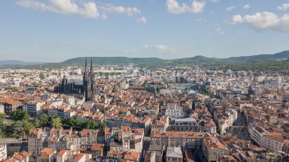 Clermont-Ferrand from above - Old Town area and city center in Clermont-Ferrand in Auvergne-Rhone-Alpes, France