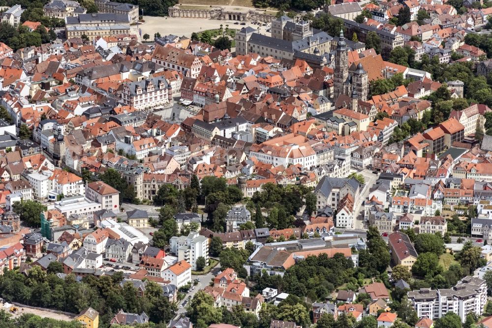 Aerial image Coburg - Old Town area and city center in Coburg in the state Bavaria, Germany