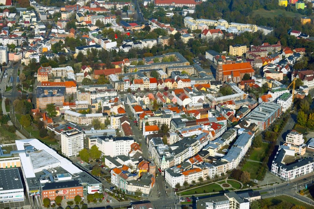 Aerial image Cottbus - Old Town area and city center in Cottbus in the state Brandenburg, Germany