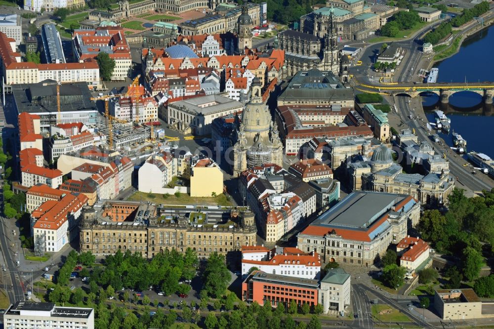 Dresden from the bird's eye view: Old Town area and city center in Dresden in the state Saxony, Germany