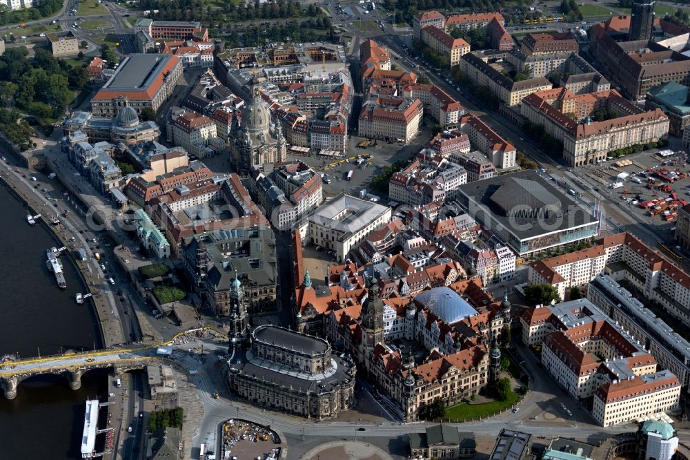 Aerial photograph Dresden - Old Town area and city center in Dresden in the state Saxony, Germany