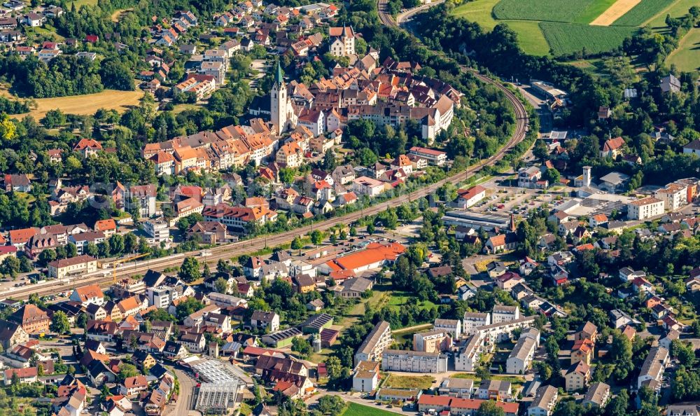 Aerial image Engen - Old Town area and city center in Engen in the state Baden-Wuerttemberg, Germany