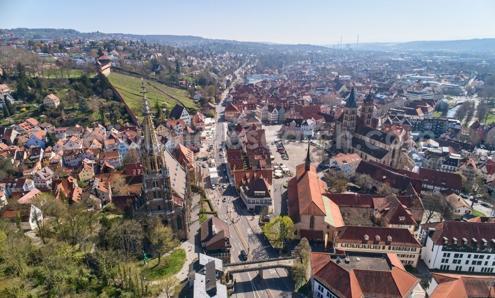 Aerial photograph Esslingen am Neckar - Old Town area and city center in Esslingen am Neckar in the state Baden-Wuerttemberg, Germany