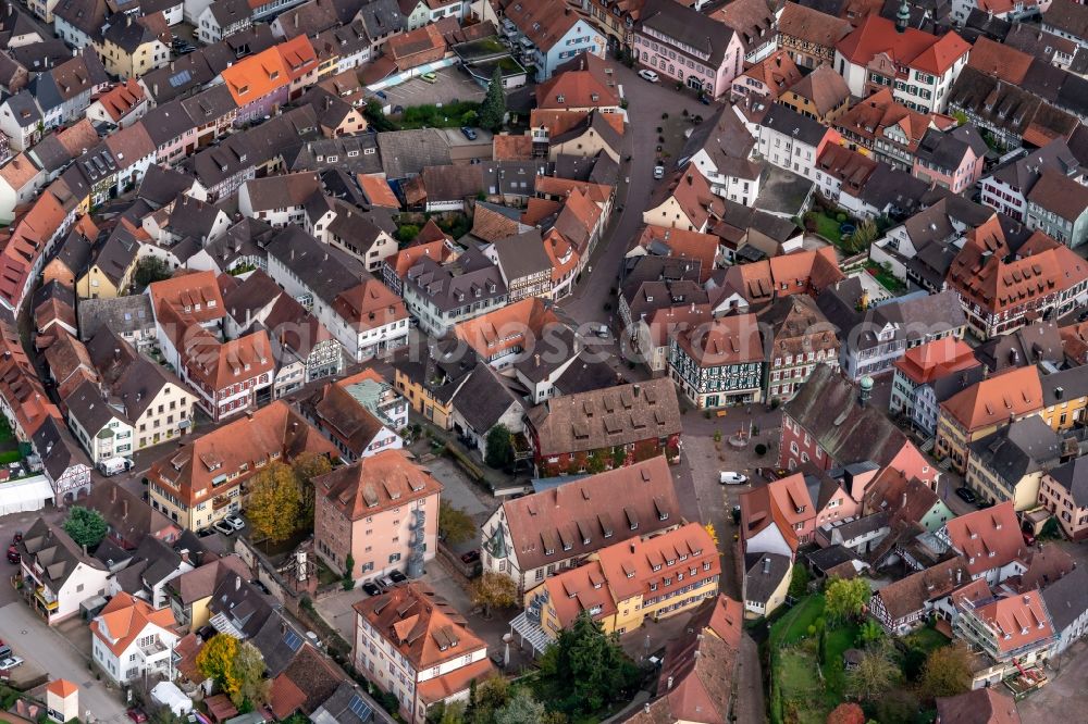 Aerial photograph Ettenheim - Old Town area and city center in Ettenheim in the state Baden-Wurttemberg, Germany