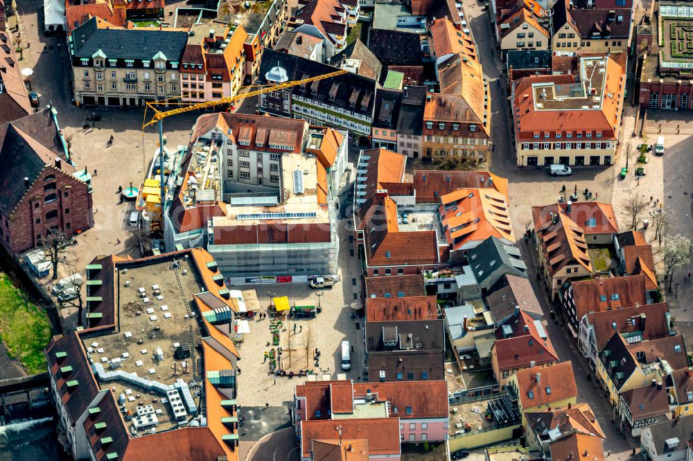 Ettlingen from above - Old Town area and city center in Ettlingen in the state Baden-Wuerttemberg, Germany