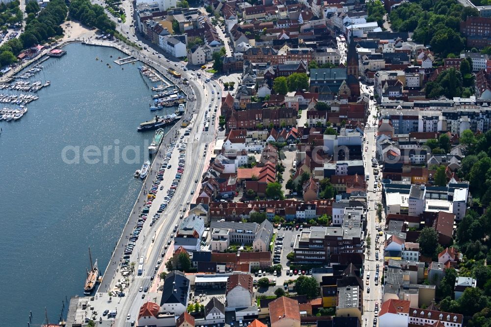 Flensburg from the bird's eye view: Old Town area and city center on Schiffbruecke in the district Altstadt in Flensburg in the state Schleswig-Holstein, Germany