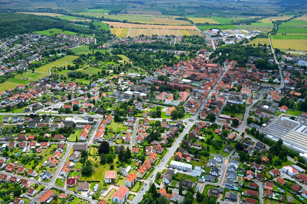 Fredelsloh from the bird's eye view: Old Town area and city center in Fredelsloh in the state Lower Saxony, Germany