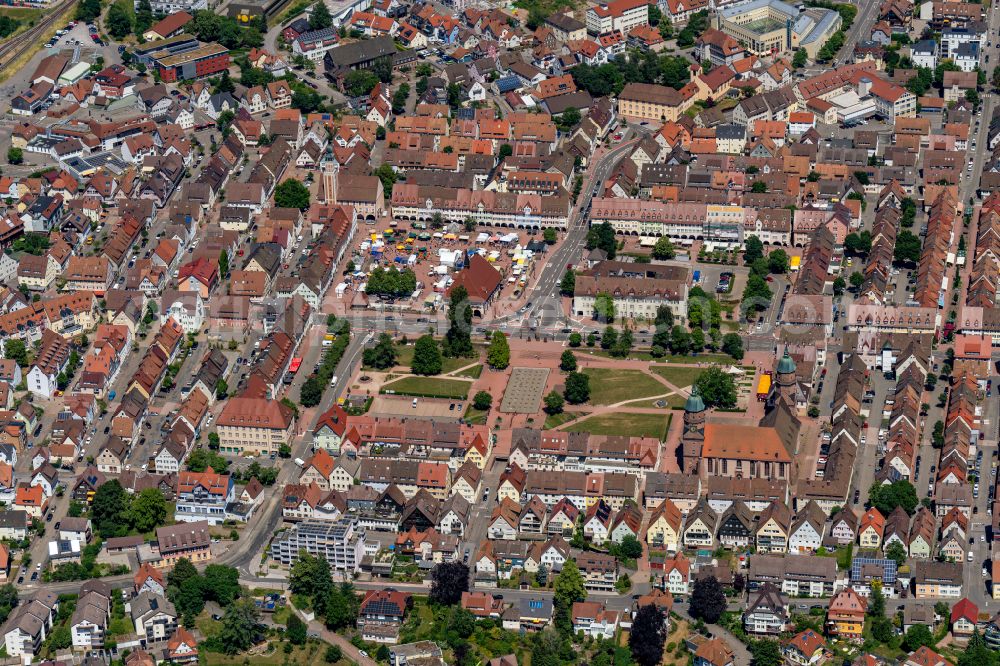 Aerial photograph Freudenstadt - Old Town area and city center in Freudenstadt at Schwarzwald in the state Baden-Wuerttemberg, Germany