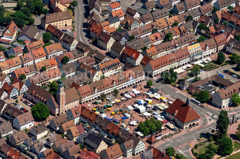 Freudenstadt from the bird's eye view: Old Town area and city center in Freudenstadt at Schwarzwald in the state Baden-Wuerttemberg, Germany